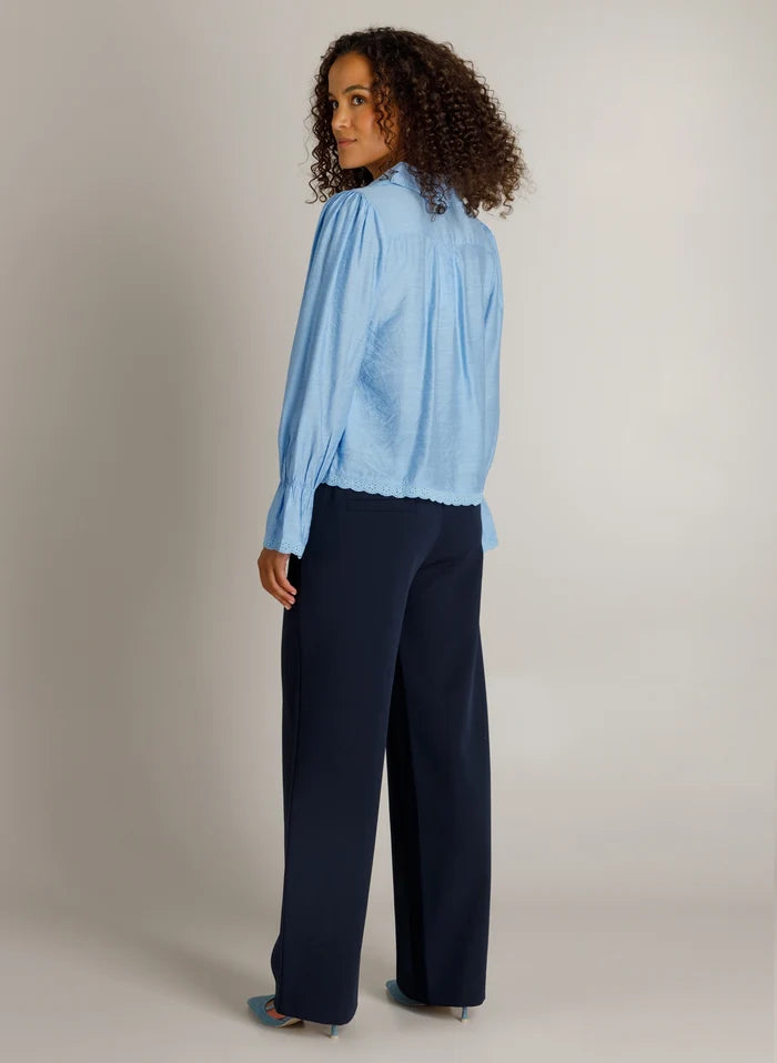 Ivy Beau Hella Sky Blue Lace Trim Shirt