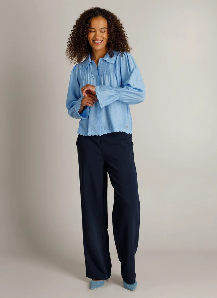 Ivy Beau Hella Sky Blue Lace Trim Shirt