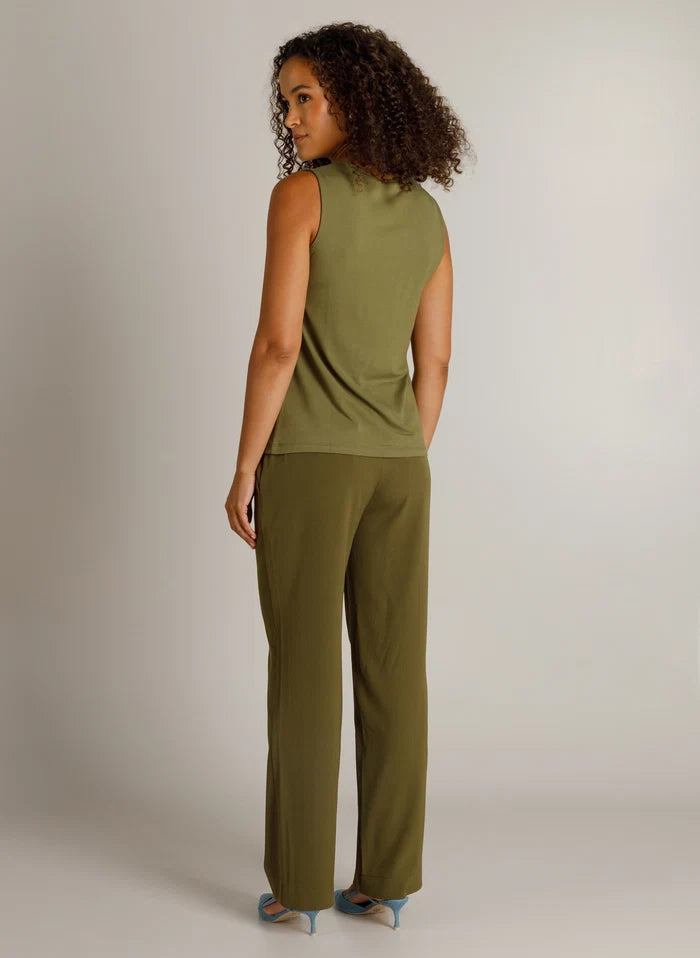 Ivy Beau Hilja Khaki Gren Lace Vest Top