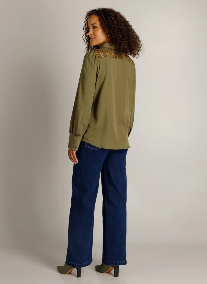 Ivy Beau Hanien Khaki Green Lace Detail Shirt