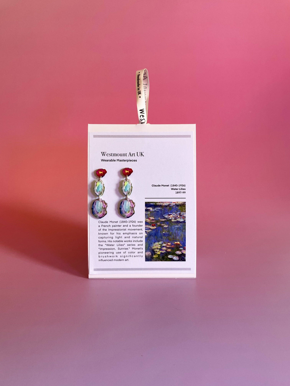 Wearable Masterpiece Earrings: Claude Monet Water Lillies