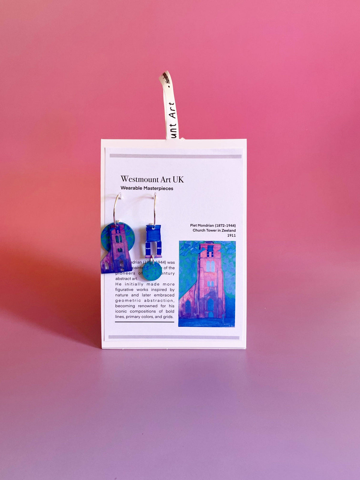 Wearable Masterpiece Earrings: Piet Mondrian Church Tower in Zeeland