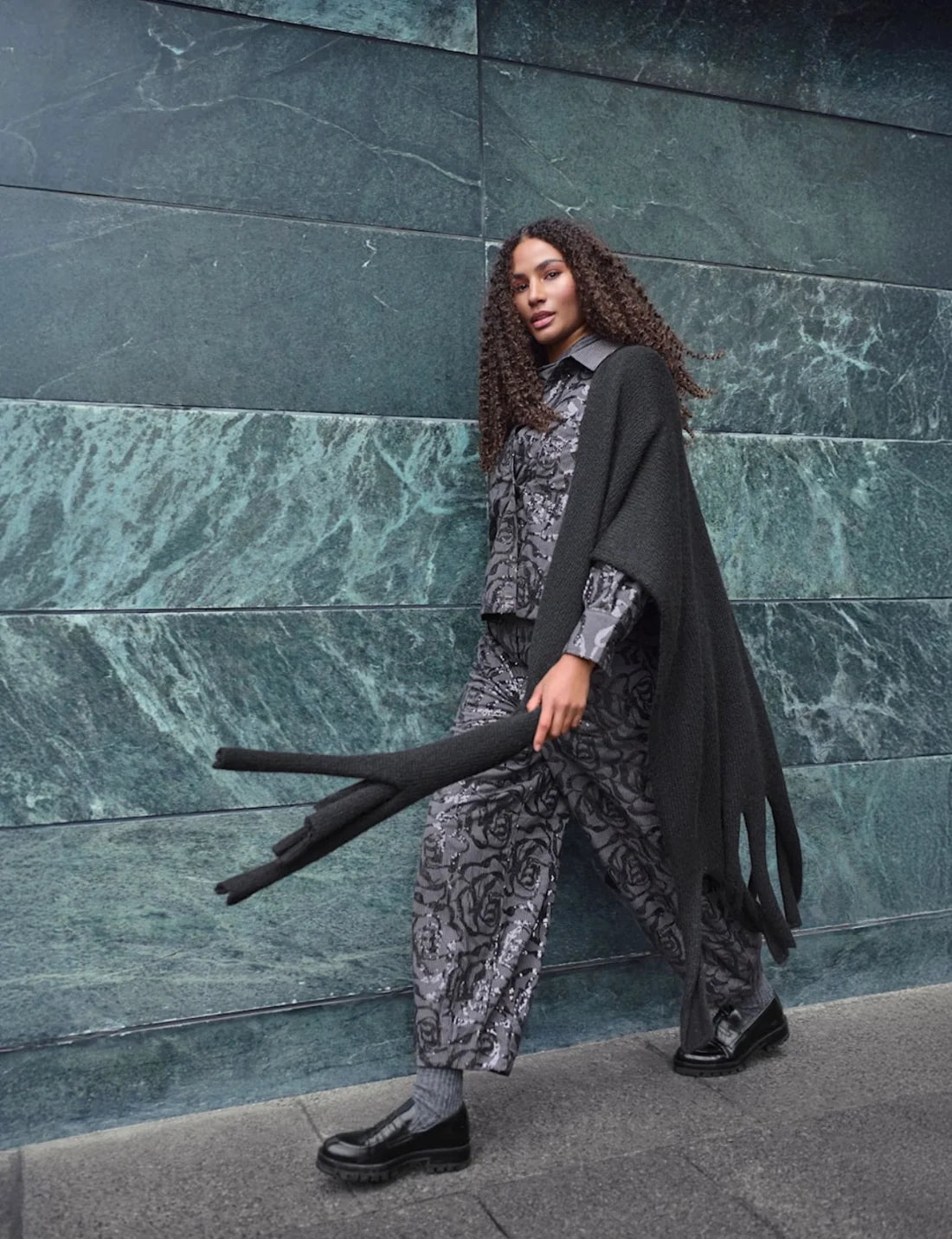 Noen Grey Pinstripe Jacket/Shirt with Sparkle Detail