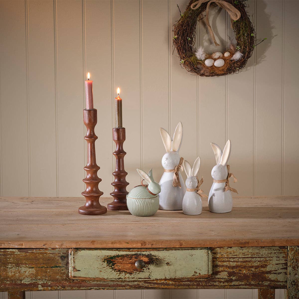 Large Wooden Candle Holder