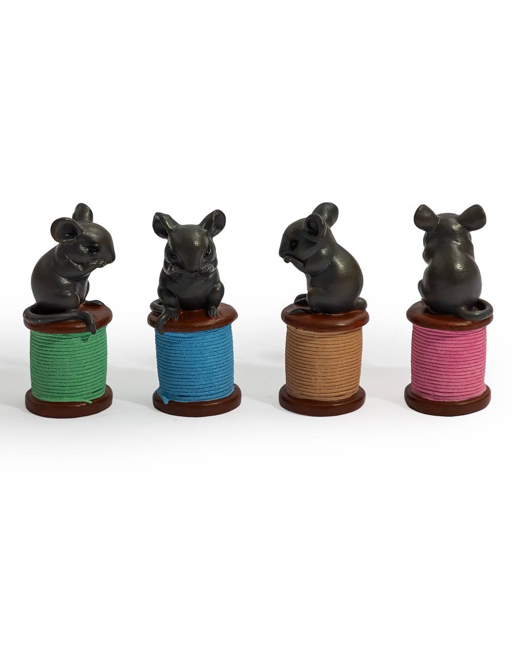 Mice On Pastel Coloured Cotton Reel Ornament