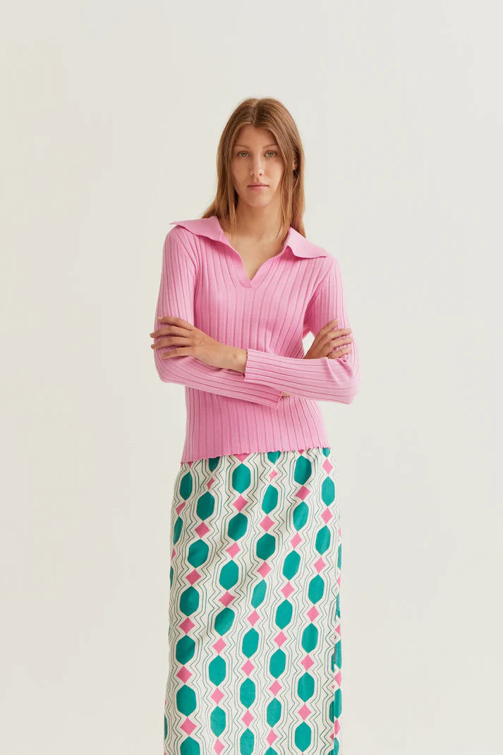 Compania Fantastică Pink V Neck Long Sleeve Jumper
