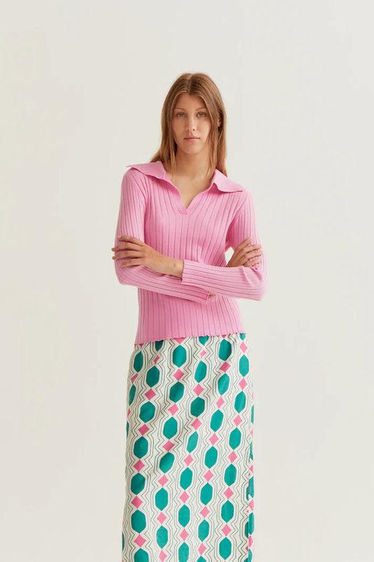 Compania Fantastică Pink V Neck Long Sleeve Jumper