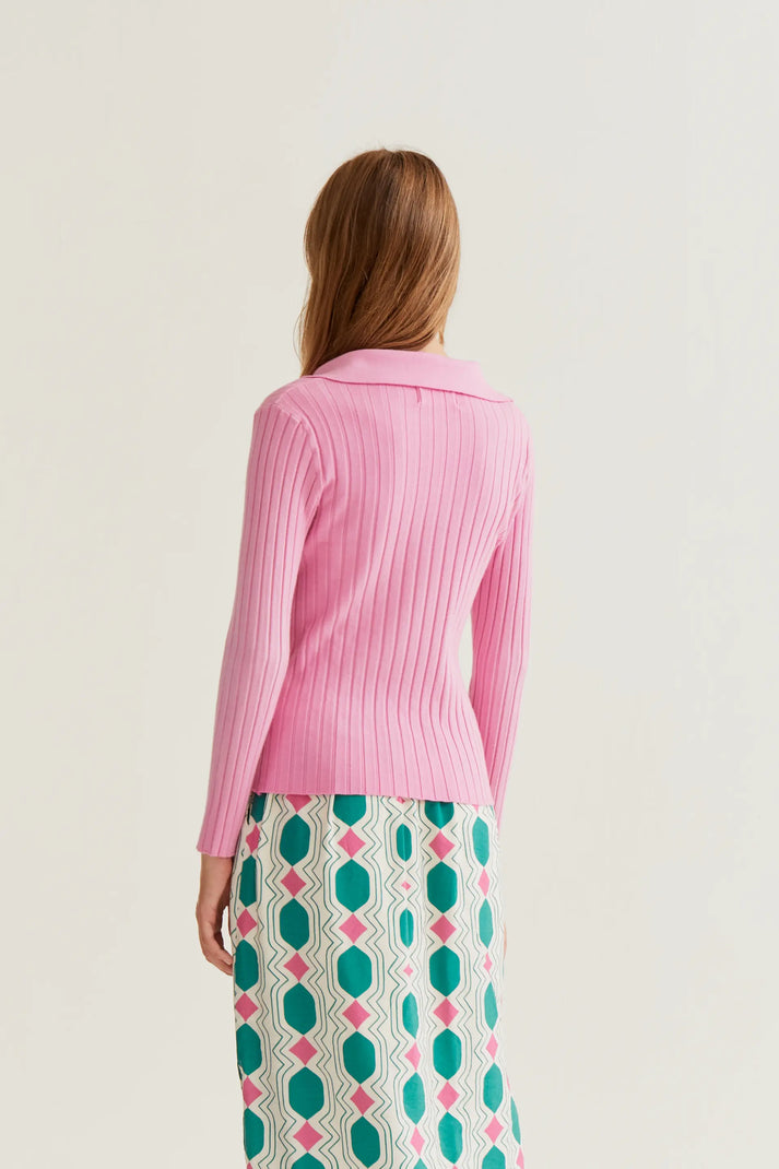 Compania Fantastică Pink V Neck Long Sleeve Jumper