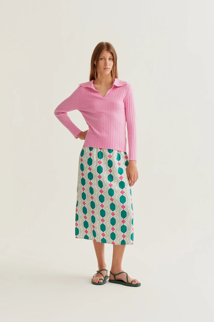 Compania Fantastică Pink V Neck Long Sleeve Jumper