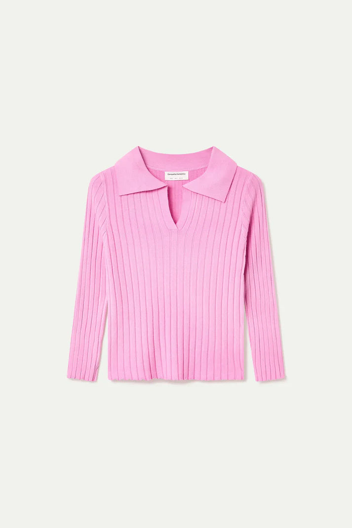 Compania Fantastică Pink V Neck Long Sleeve Jumper