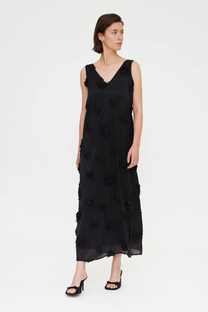 Compania Fantastică Black-on-Black Floral Dress