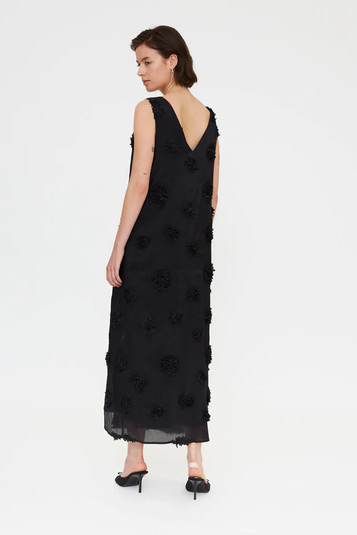 Compania Fantastică Black-on-Black Floral Dress