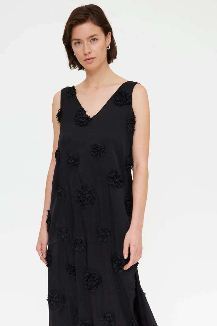 Compania Fantastică Black-on-Black Floral Dress