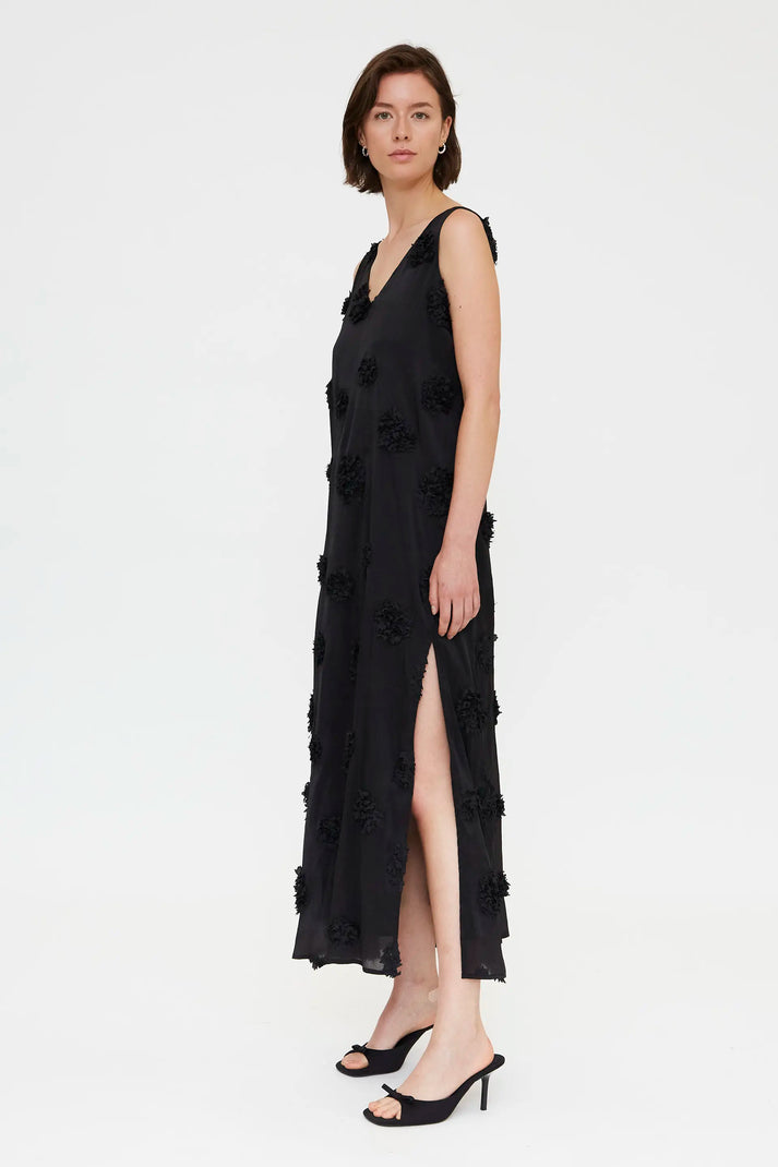 Compania Fantastică Black-on-Black Floral Dress
