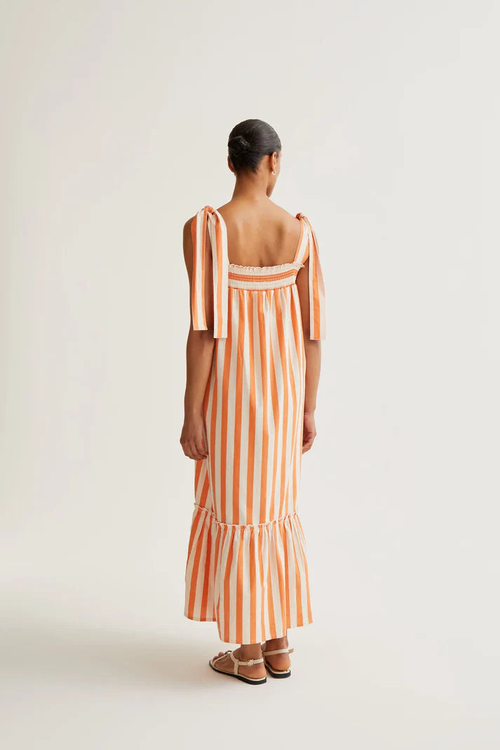 Compania Fantastică Striped Orange Cotton Maxi Dress