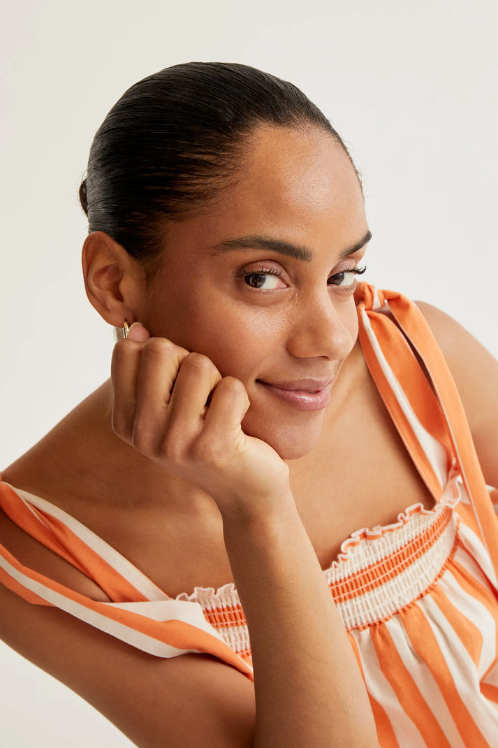 Compania Fantastică Striped Orange Cotton Maxi Dress