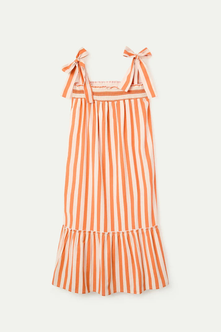 Compania Fantastică Striped Orange Cotton Maxi Dress