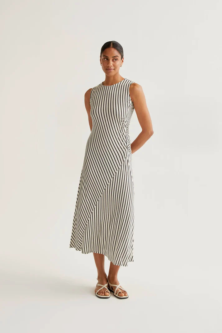 Compania Fantastică Black & White Striped Jersey Dress