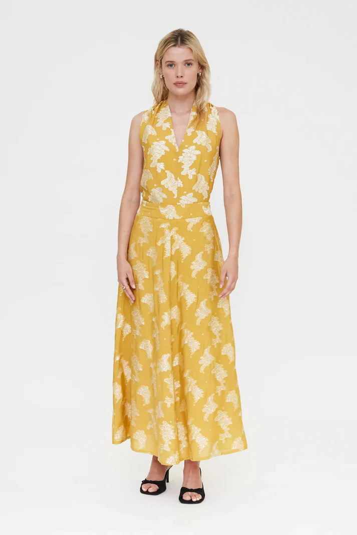 Compania Fantastică Mustard Jacquard Skirt