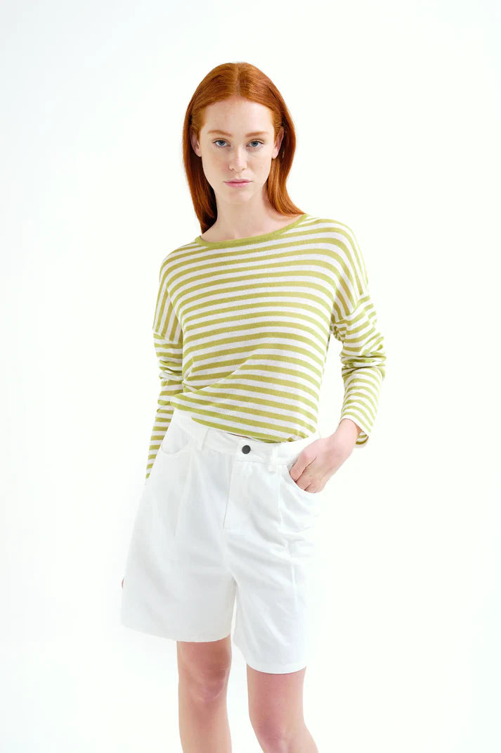 Compania Fantastică Green & White Striped Knit Top