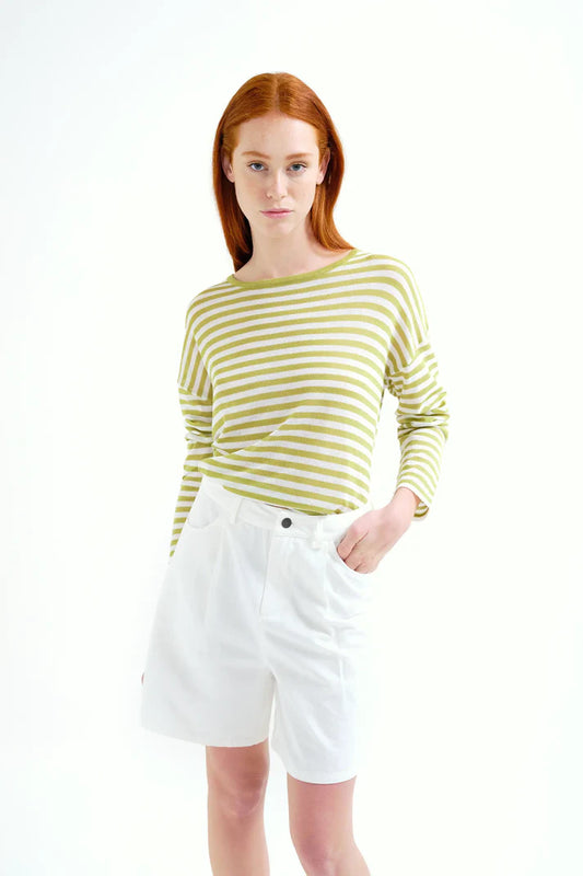 Compania Fantastică Green & White Striped Knit Top