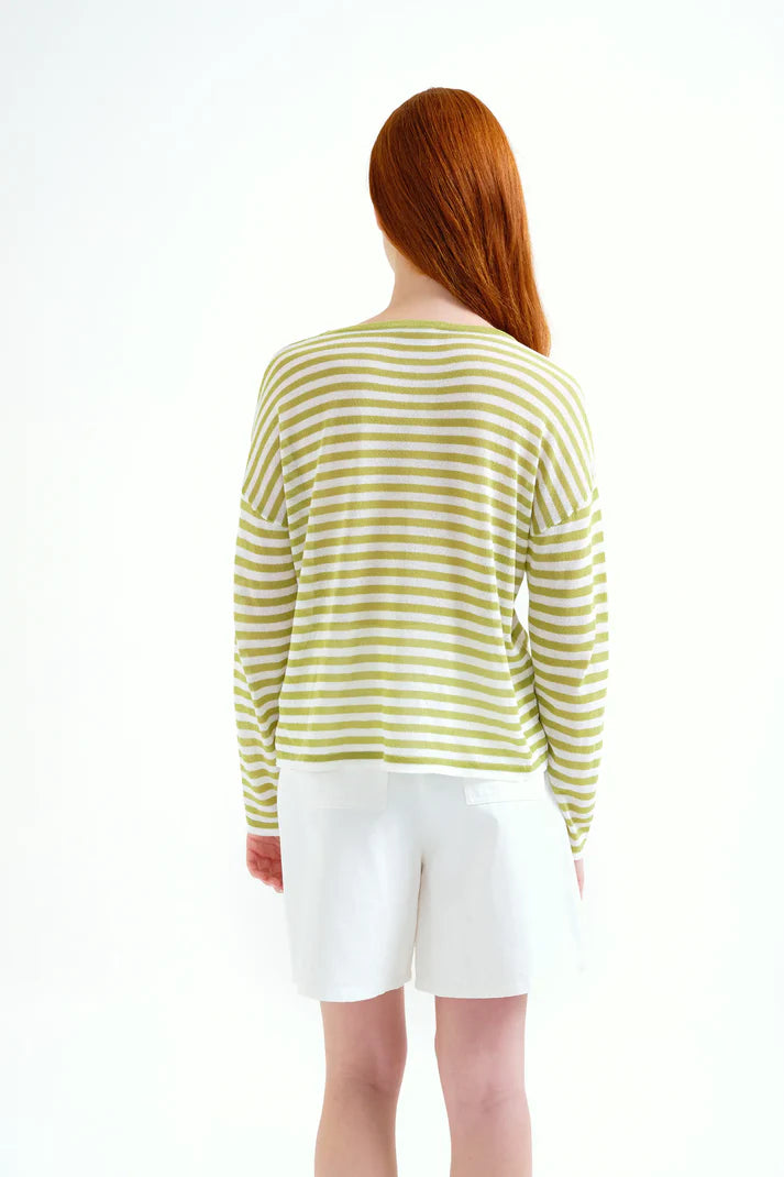 Compania Fantastică Green & White Striped Knit Top