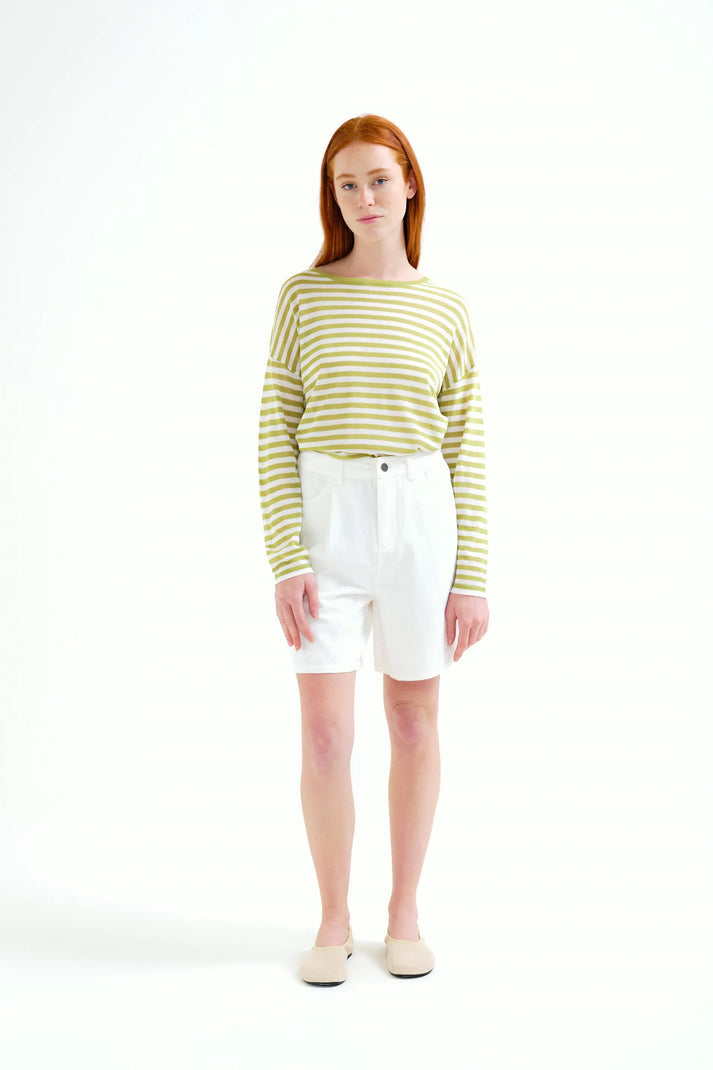 Compania Fantastică Green & White Striped Knit Top