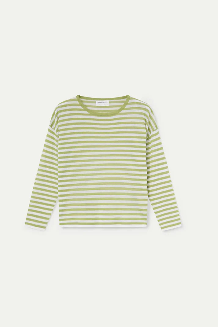 Compania Fantastică Green & White Striped Knit Top