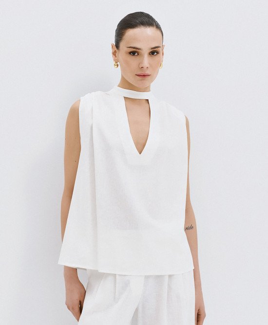 Access White Cut-Out Top