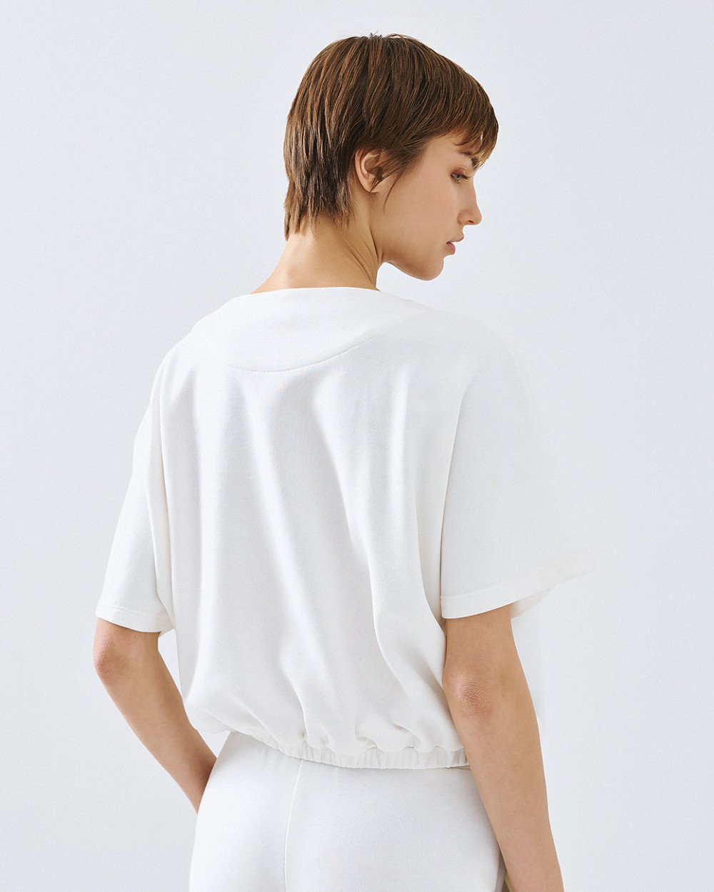 Access Wrap Sweatshirt Top with Striped Detail.