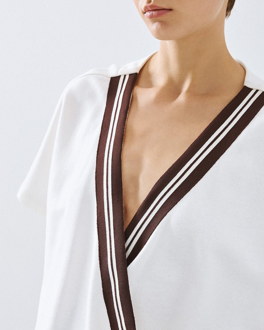 Access Wrap Sweatshirt Top with Striped Detail.