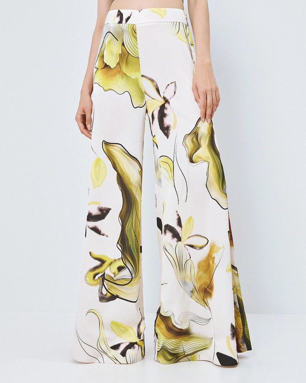 Access Abstract Patterned Wide Leg Satin Trousers