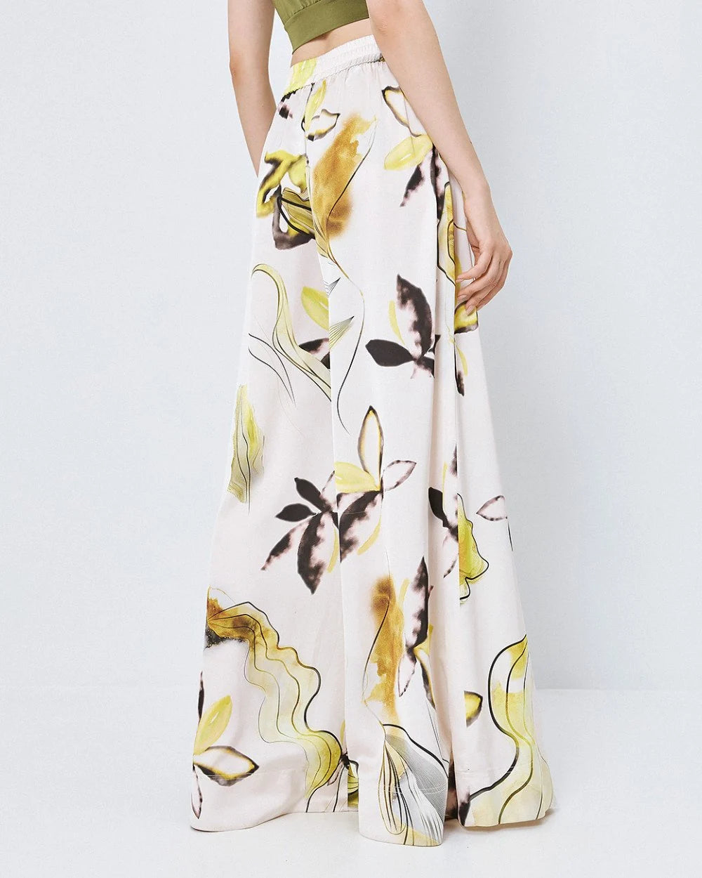 Access Abstract Patterned Wide Leg Satin Trousers