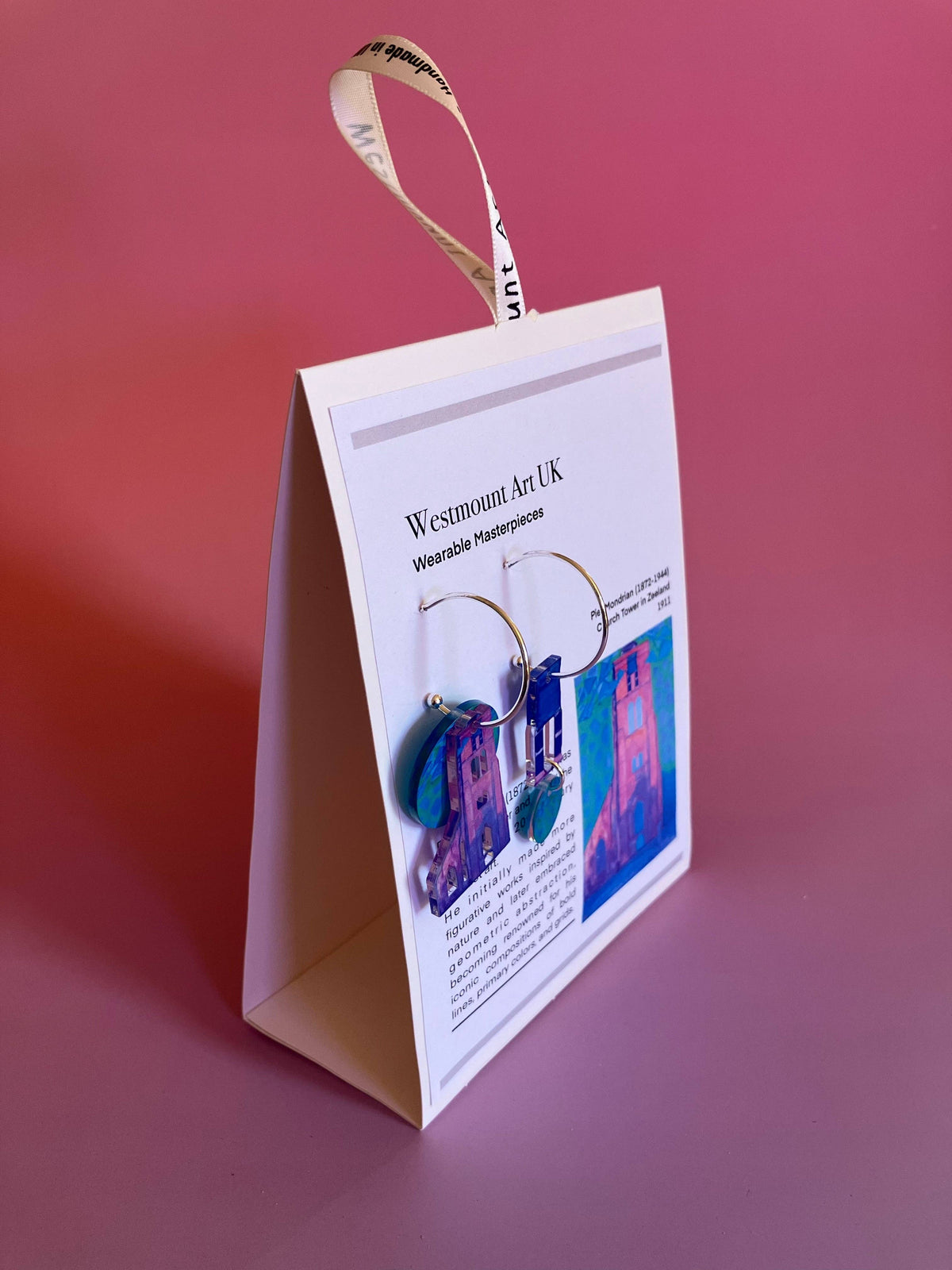 Wearable Masterpiece Earrings: Piet Mondrian Church Tower in Zeeland