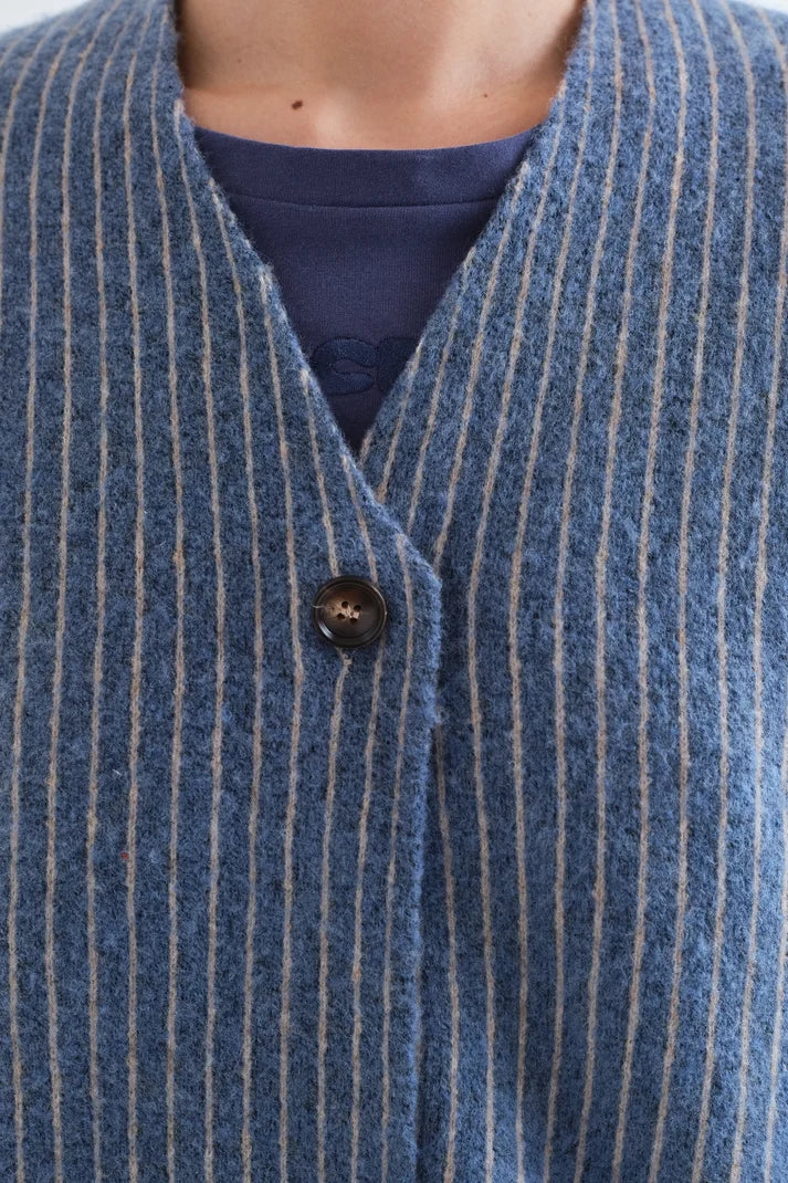 Compania Fantastică Denim Blue Striped Cardigan