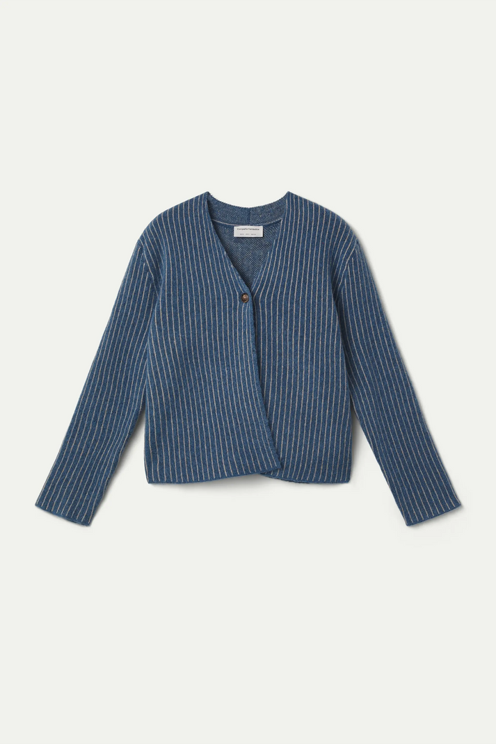 Compania Fantastică Denim Blue Striped Cardigan