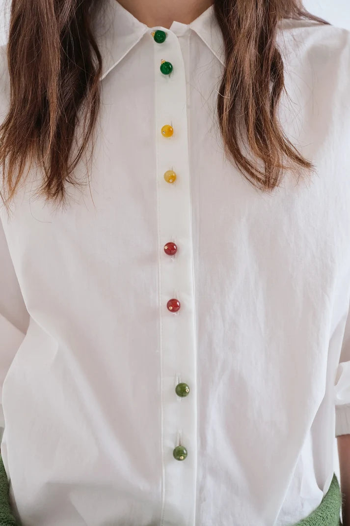 Compania Fantastică White Shirt with 'Jewel' Buttons