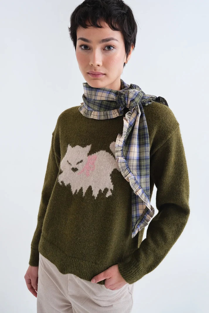 Green & Blue Check Plaid Scarf