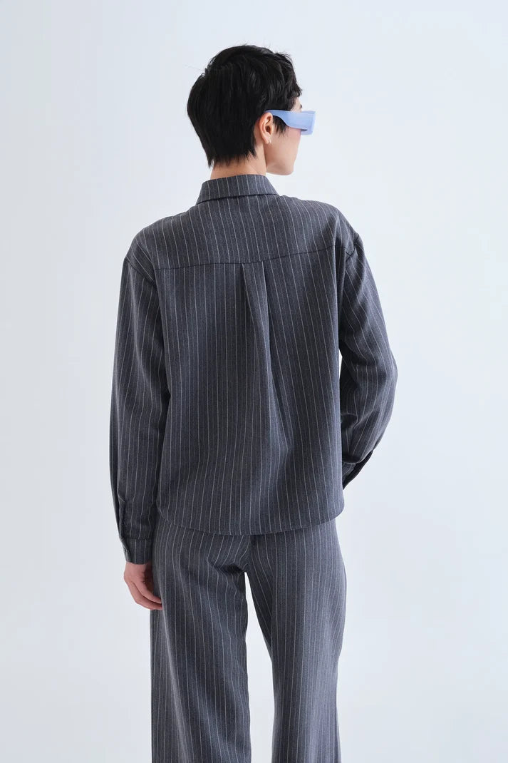 Compania Fantastică Grey Pinstripe Shirt