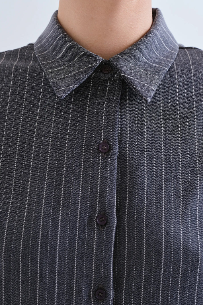 Compania Fantastică Grey Pinstripe Shirt