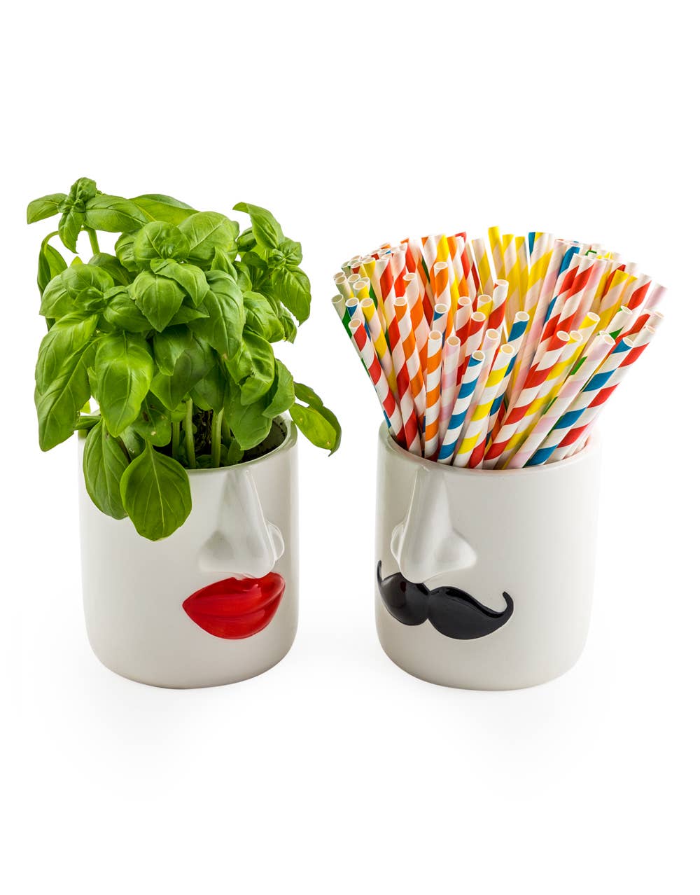 Mr & Mrs White Ceramic Pots