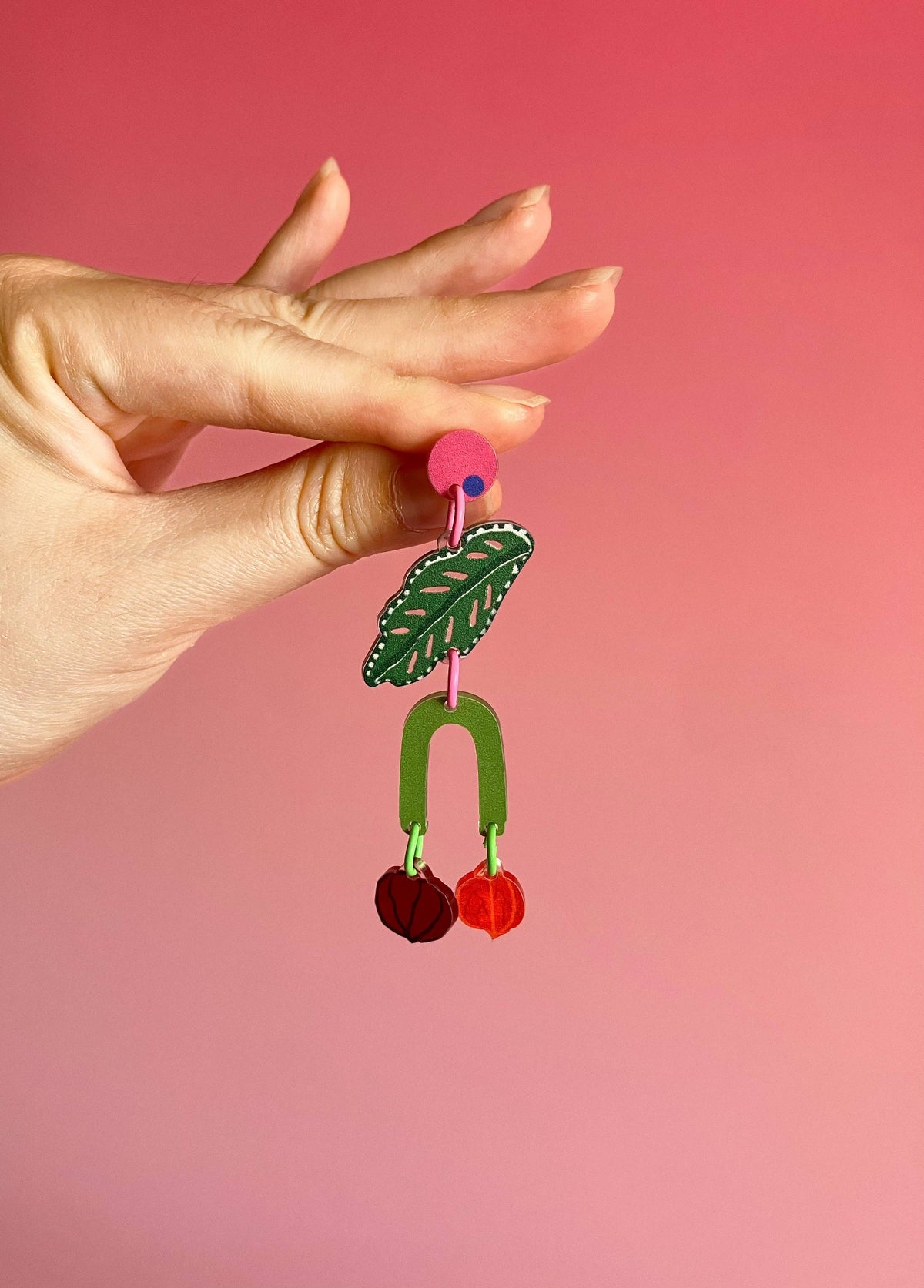Botanical Wearable Earrings: Physalis