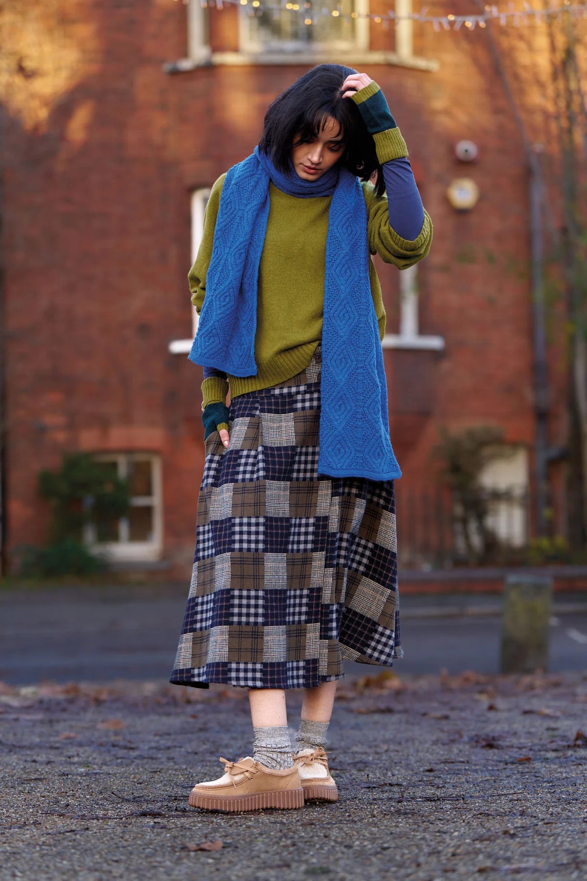 Komodo Harriet Navy Check Kilt Skirt