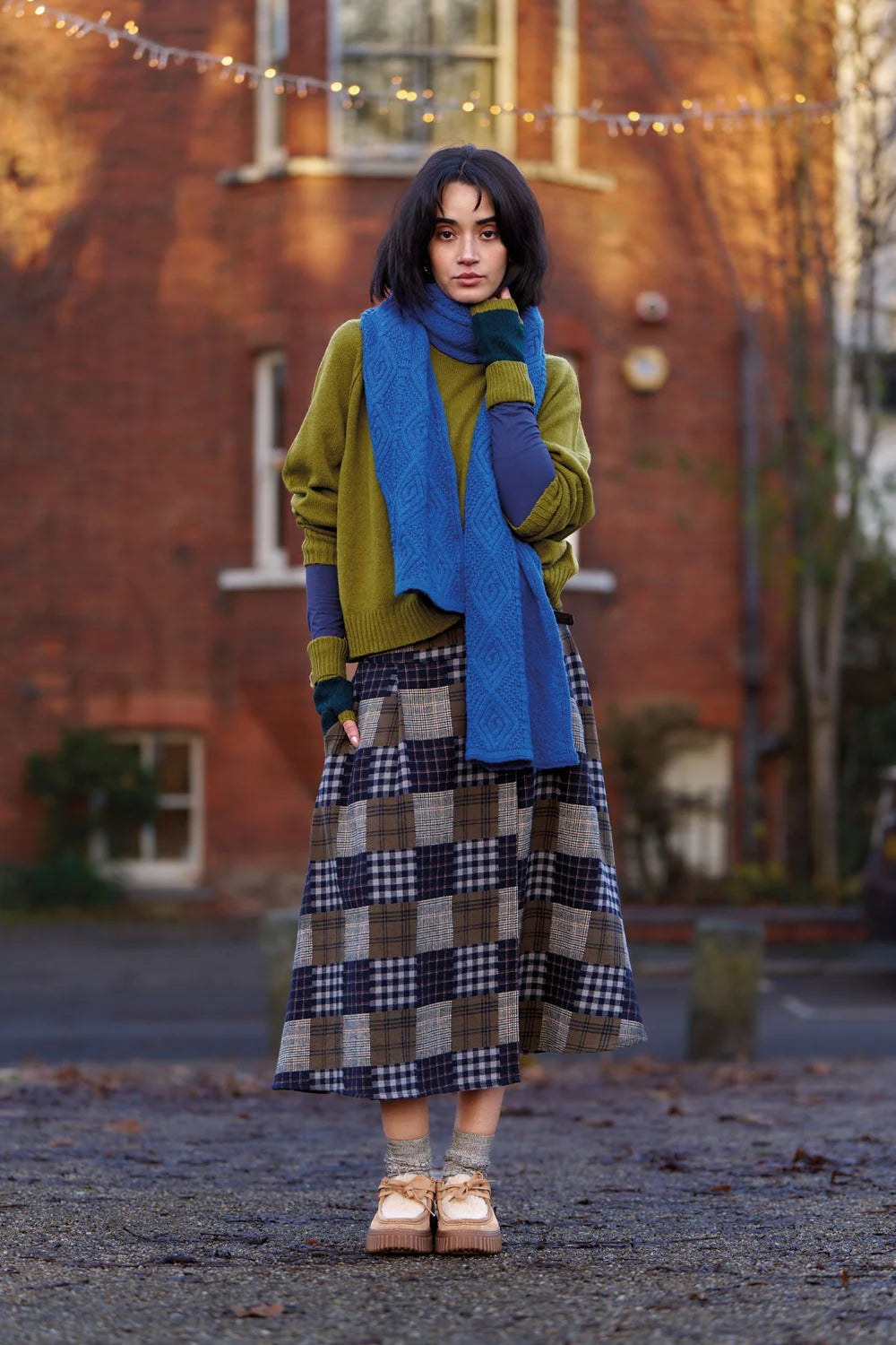 Komodo Harriet Navy Check Kilt Skirt
