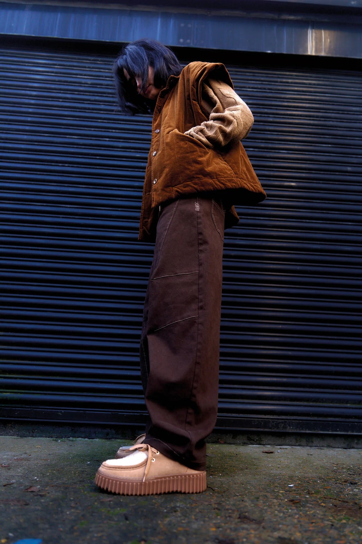 Komodo Amelia Chocolate Brown Cotton Barrel Leg Trousers