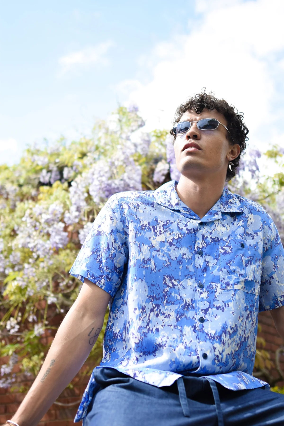 Komodo Blue Abstract Patterned Spindrift Short Sleeve Shirt
