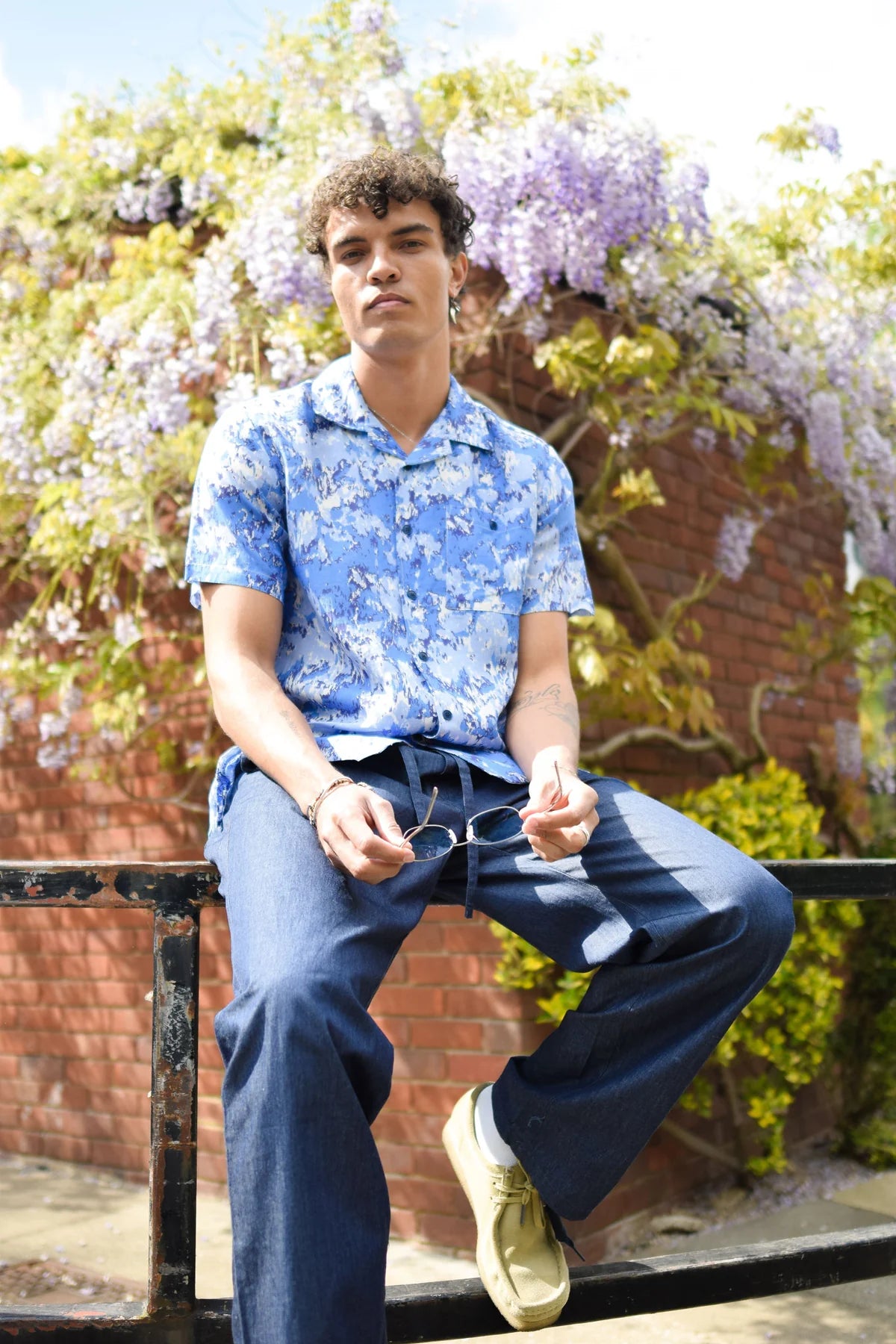 Komodo Blue Abstract Patterned Spindrift Short Sleeve Shirt