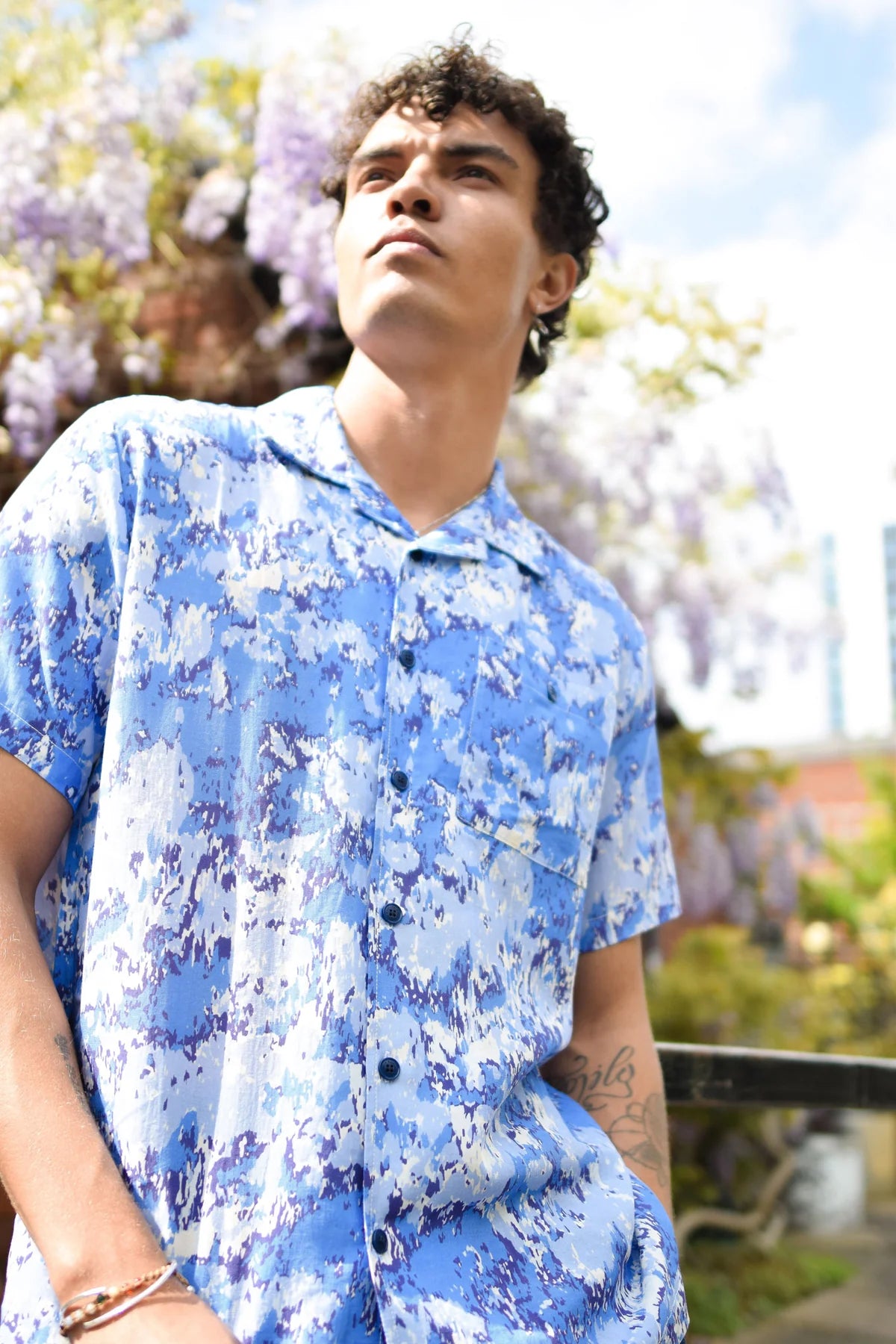 Komodo Blue Abstract Patterned Spindrift Short Sleeve Shirt