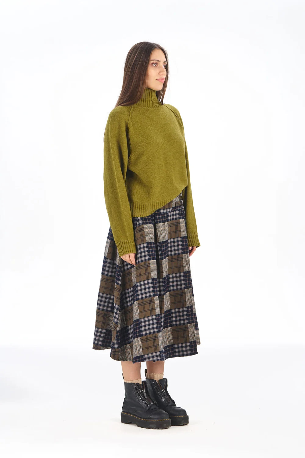 Komodo Harriet Navy Check Kilt Skirt