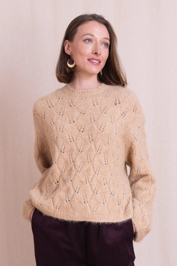Nomads Caramel Brown Pointelle Knit Jumper
